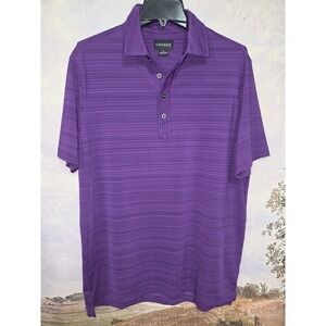 Chase 54 Men's M Golf Polo Shirt Purple Textured Micro Stripe  Short Sleeve